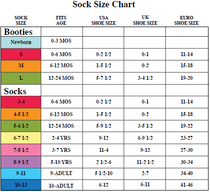 Kids Sock Size Chart